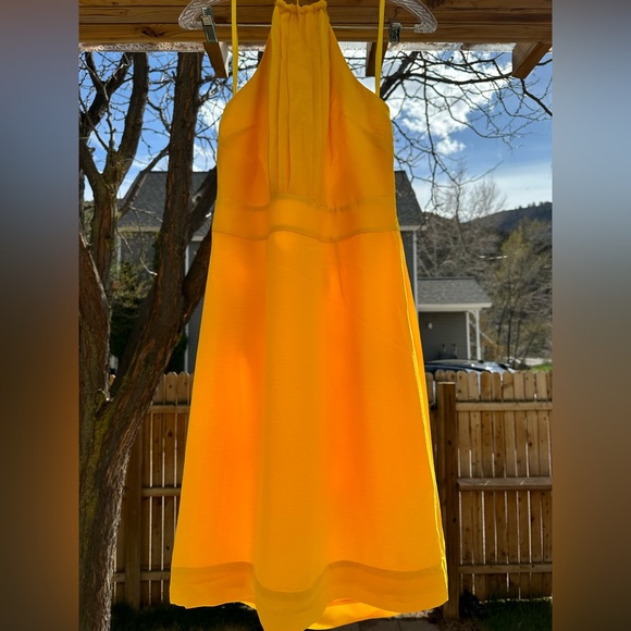 Banana Republic NWT Sunshine Yellow Wedding Guest Halter Tie Neck Dress sz 6 - Picture 6 of 16